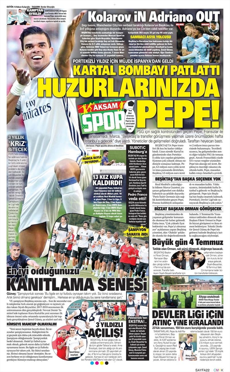 2 Temmuz 2017 | İşte gazetelerin Beşiktaş manşetleri - Görsel 5