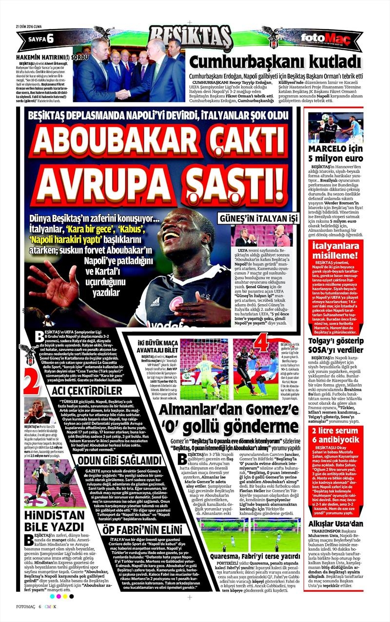 21 Ekim 2016 | Gazetelerin Beşiktaş Sayfaları - Görsel 13