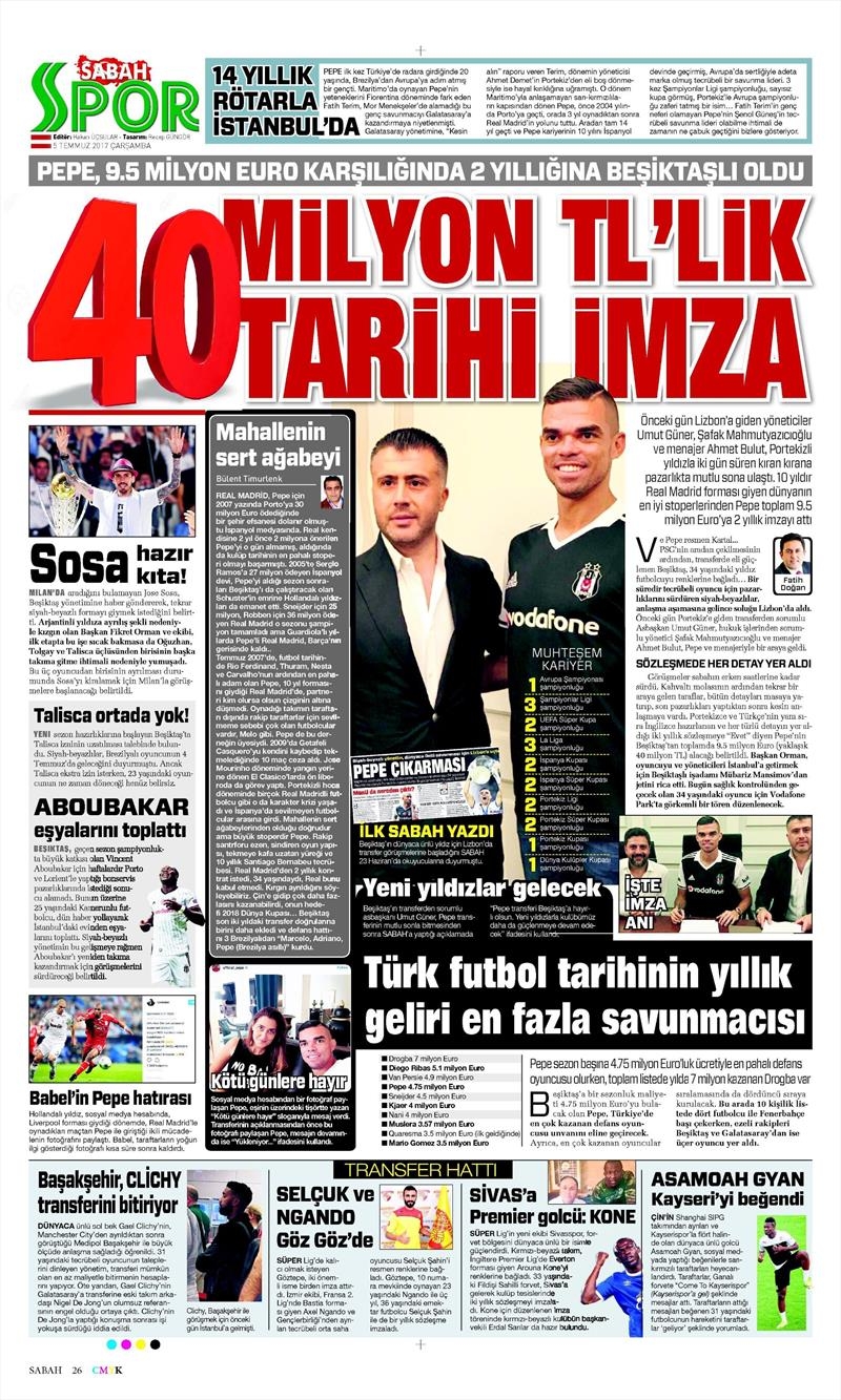 05 Temmuz 2017 | Gazetelerin Beşiktaş Manşetleri - Görsel 11