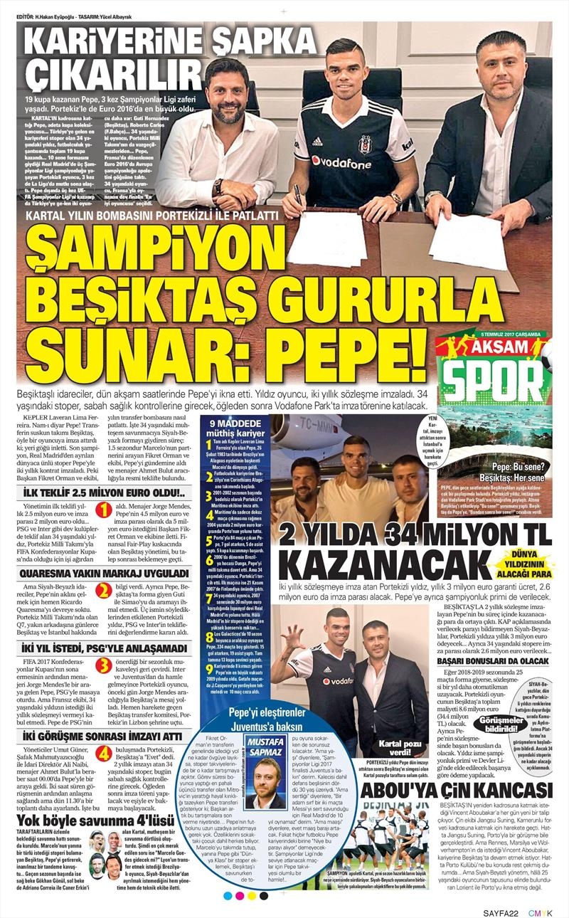 05 Temmuz 2017 | Gazetelerin Beşiktaş Manşetleri - Görsel 2