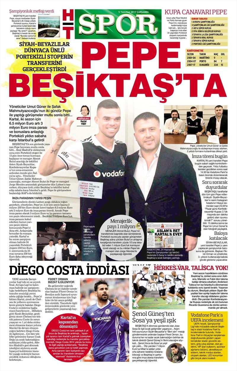 05 Temmuz 2017 | Gazetelerin Beşiktaş Manşetleri - Görsel 7