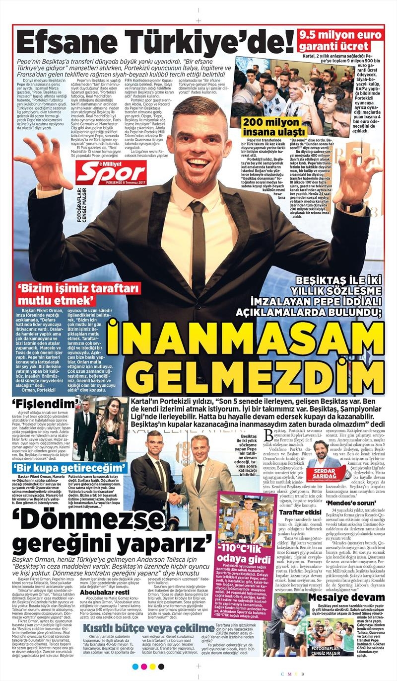 06 Temmuz 2017 | Gazetelerin Beşiktaş Manşetleri - Görsel 11