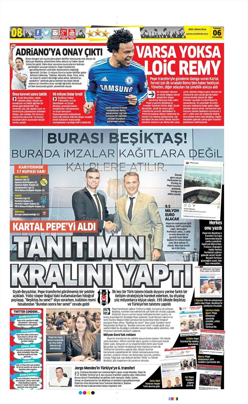 06 Temmuz 2017 | Gazetelerin Beşiktaş Manşetleri - Görsel 6