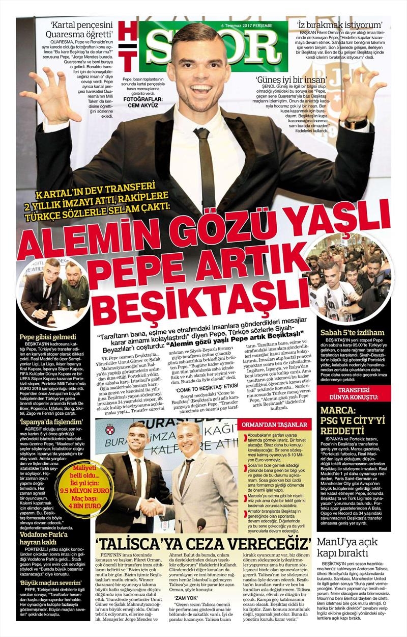 06 Temmuz 2017 | Gazetelerin Beşiktaş Manşetleri - Görsel 9