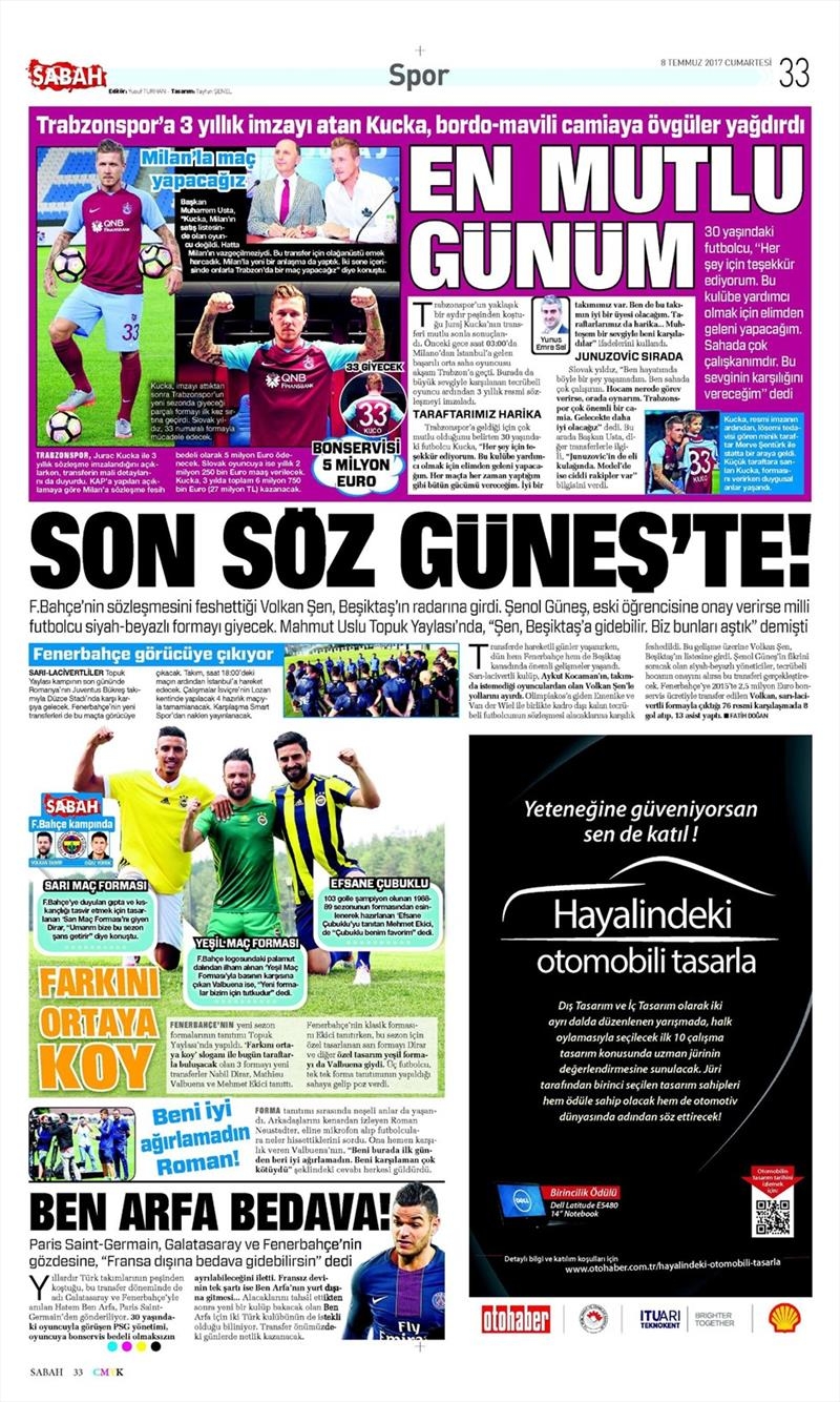 08 Temmuz 2017 | Gazetelerin Beşiktaş Manşetleri - Görsel 3