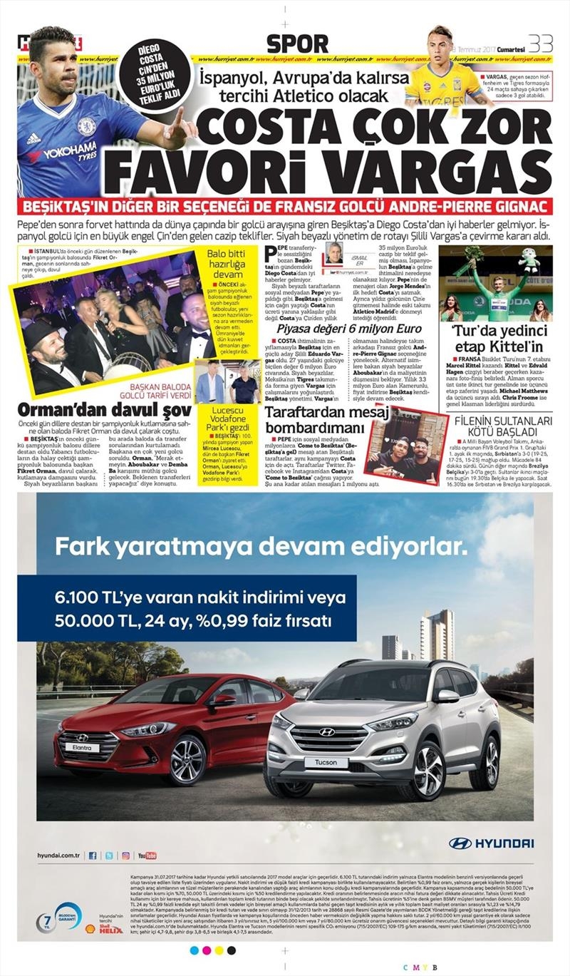 08 Temmuz 2017 | Gazetelerin Beşiktaş Manşetleri - Görsel 4