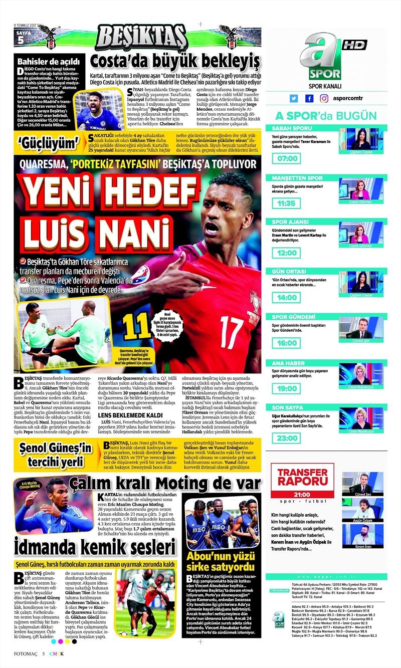 11 Temmuz 2017 | İşte gazetelerin Beşiktaş manşetleri - Görsel 6