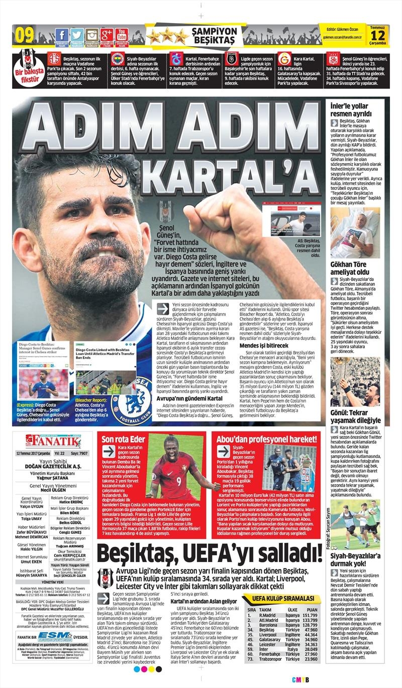 12 Temmuz 2017 | İşte gazetelerin Beşiktaş manşetleri - Görsel 7