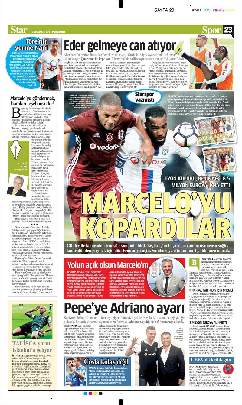 13 Temmuz 2017 | İşte gazetelerin Beşiktaş manşetleri - Görsel 10