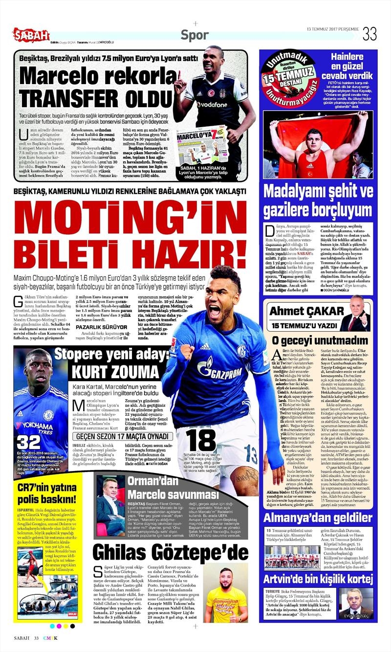 13 Temmuz 2017 | İşte gazetelerin Beşiktaş manşetleri - Görsel 5