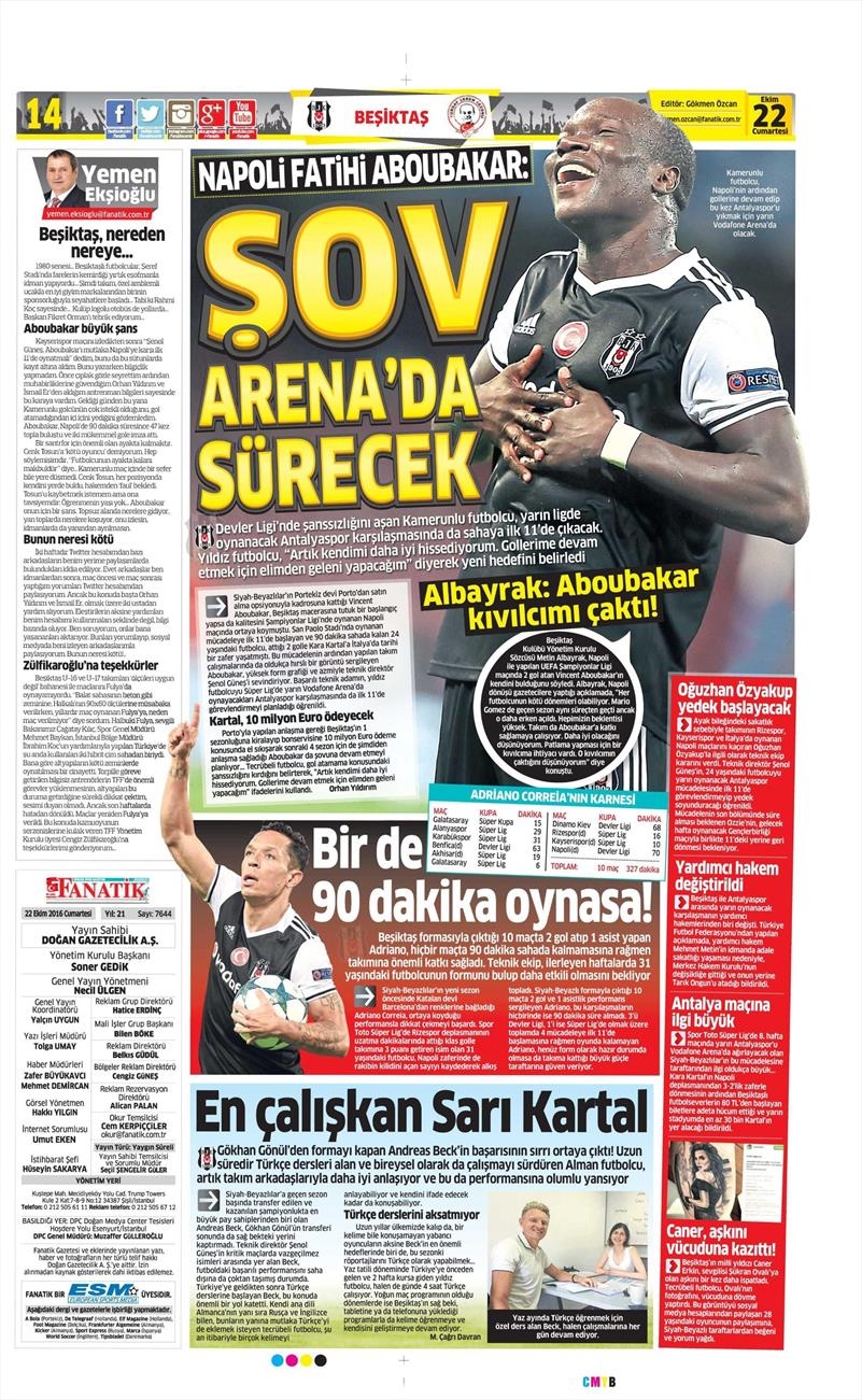 22 Ekim 2016 | Gazetelerin Beşiktaş manşetleri - Görsel 13