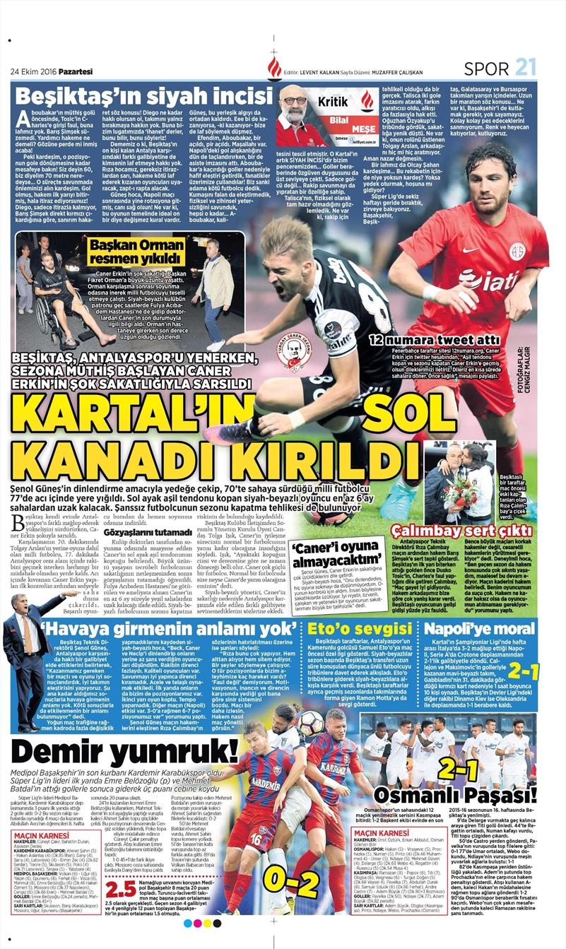 24 Ekim 2016 | Gazetelerin Beşiktaş sayfaları - Görsel 18