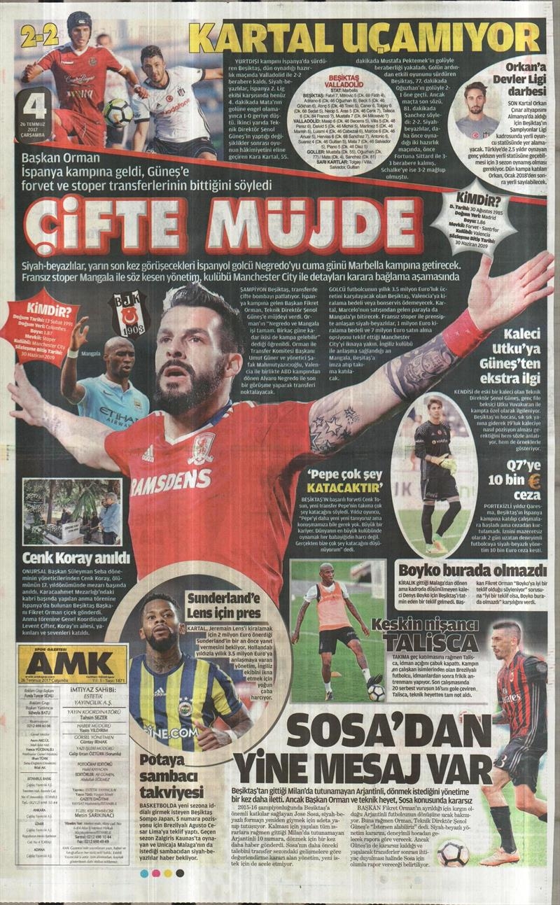 26 Temmuz 2017 | İşte gazetelerin Beşiktaş manşetleri - Görsel 10