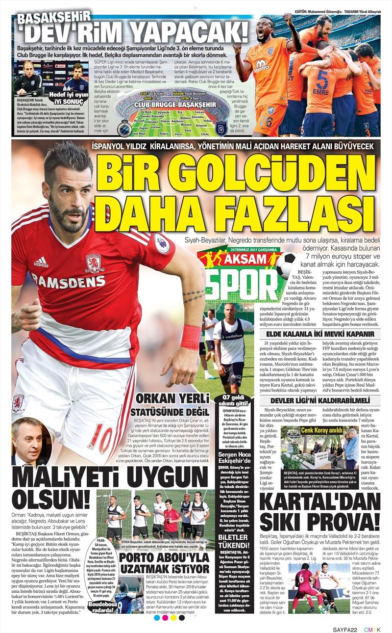 26 Temmuz 2017 | İşte gazetelerin Beşiktaş manşetleri - Görsel 9
