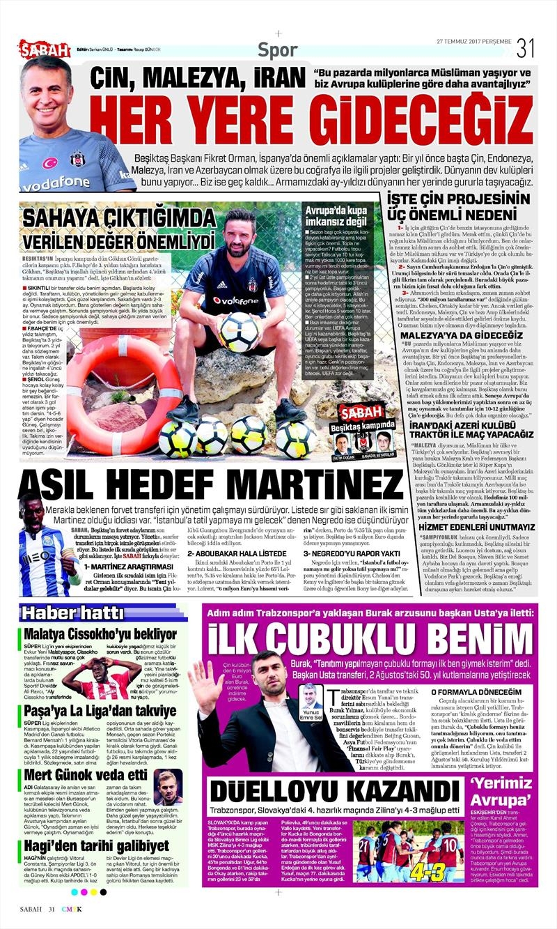 27 Temmuz 2017 | İşte gazetelerin Beşiktaş manşetleri - Görsel 4