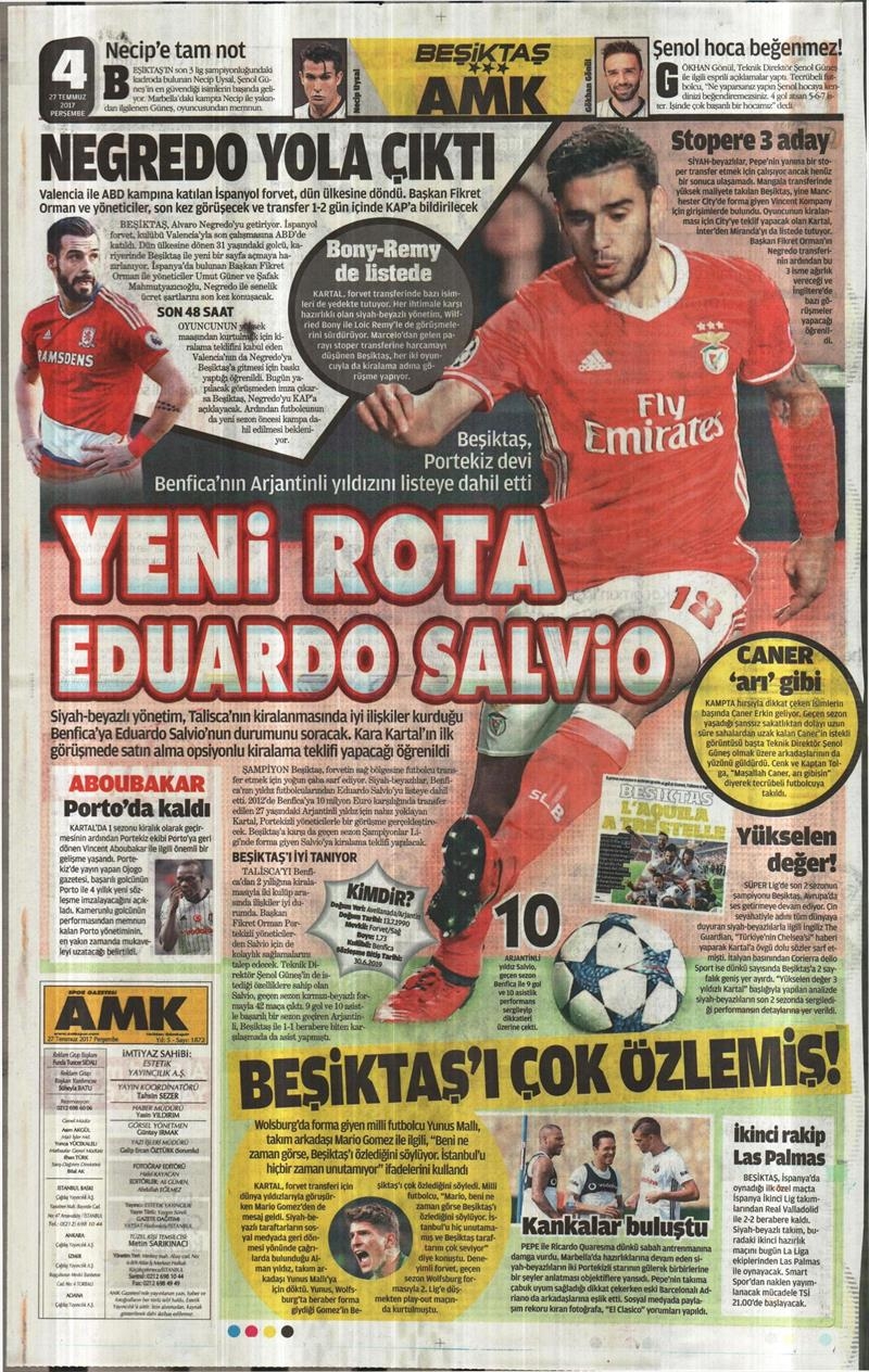 27 Temmuz 2017 | İşte gazetelerin Beşiktaş manşetleri - Görsel 6