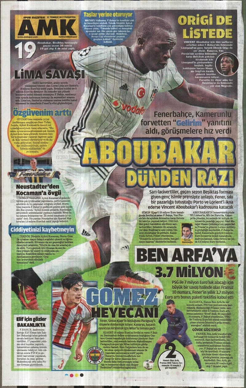 31 Temmuz 2017 | Gazetelerin Beşiktaş Manşetleri - Görsel 4