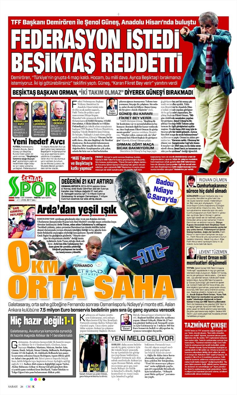 01 Ağustos 2017 | Gazetelerin Beşiktaş Manşetleri - Görsel 12