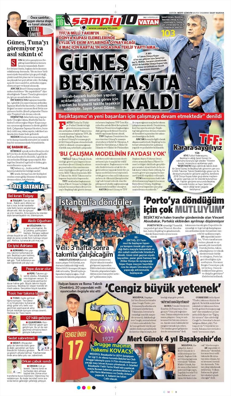 01 Ağustos 2017 | Gazetelerin Beşiktaş Manşetleri - Görsel 13