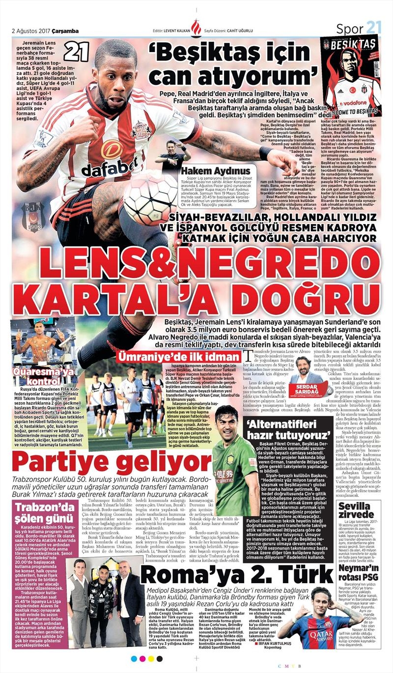 02 Ağustos 2017 | Gazetelerin Beşiktaş Manşetleri - Görsel 8