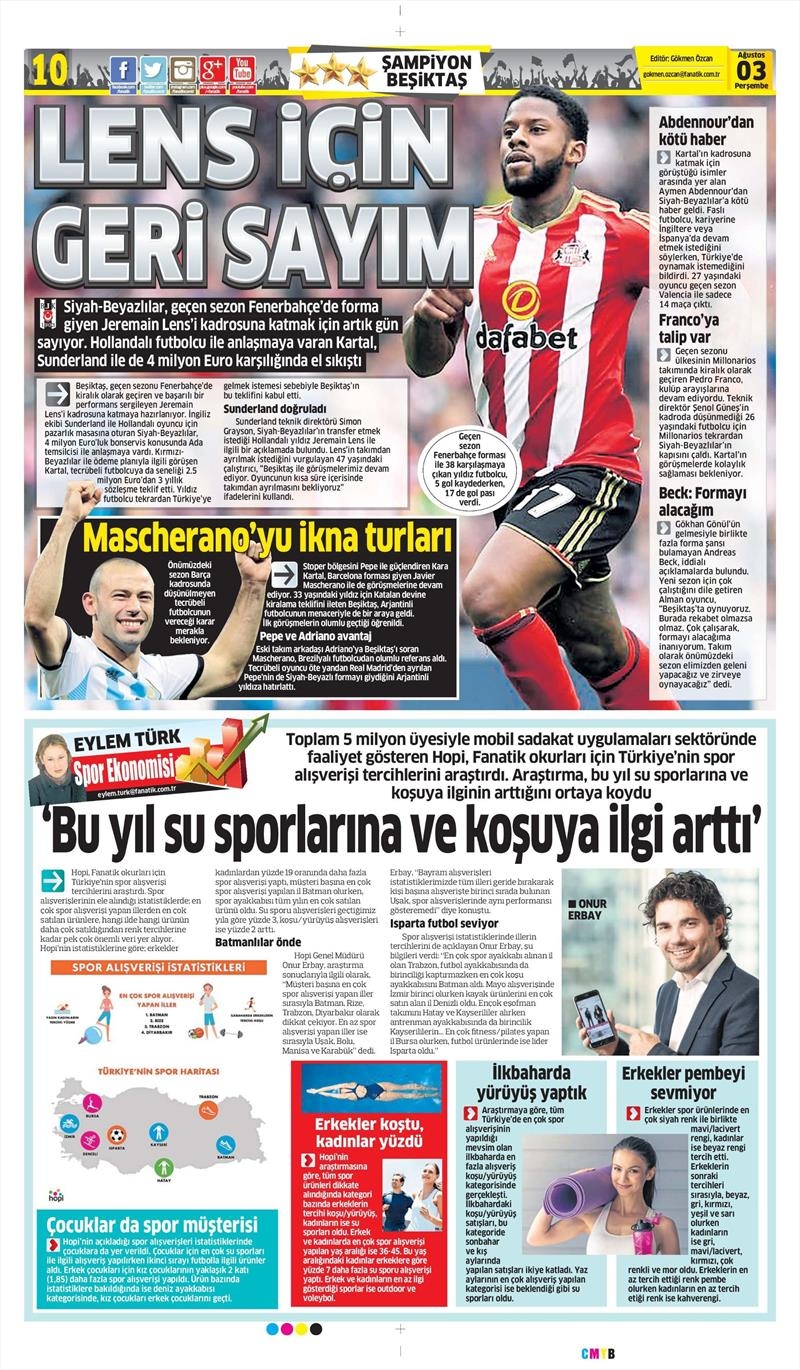 03 Ağustos 2017 | Gazetelerin Beşiktaş Manşetleri - Görsel 3