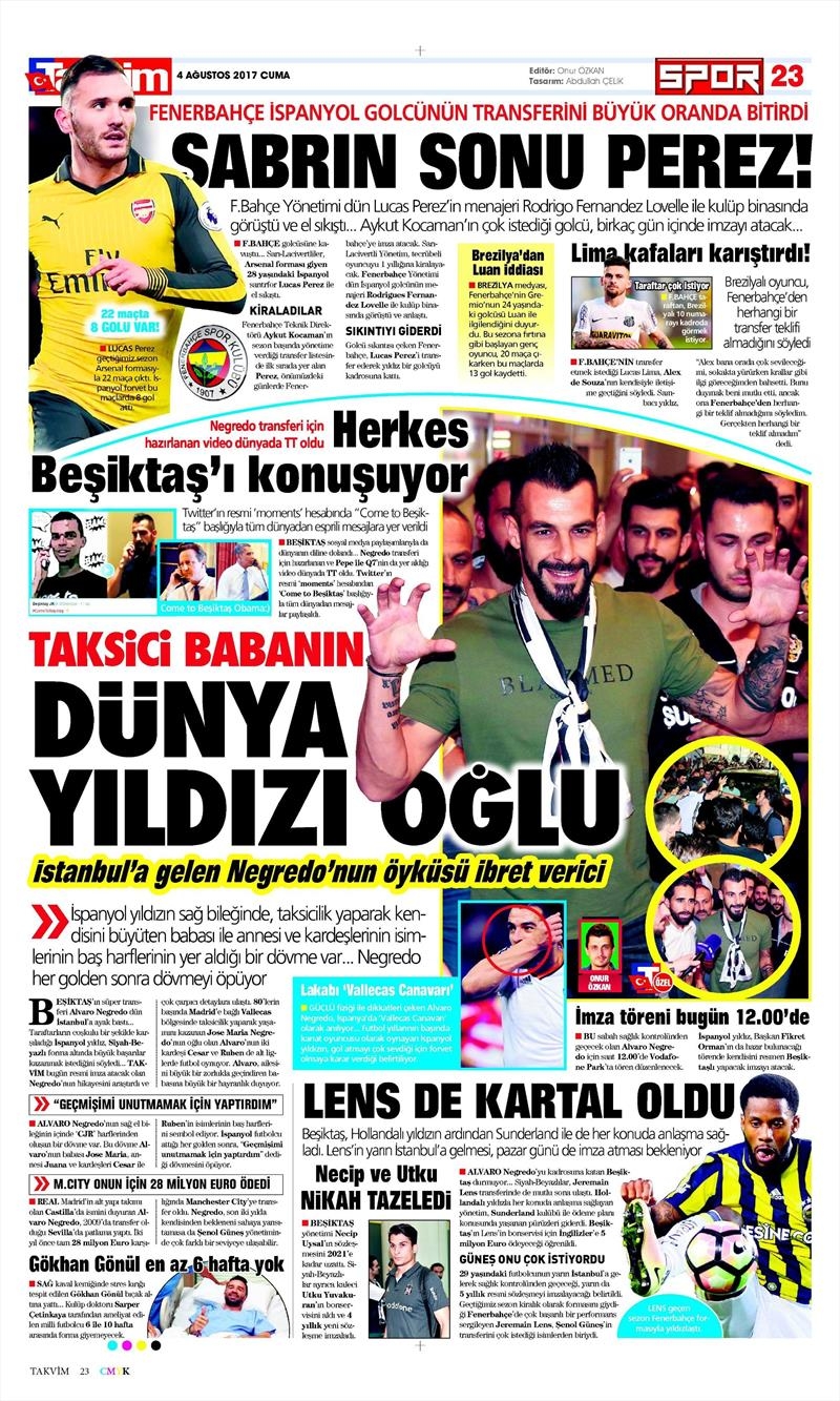 4 Ağustos 2017 | İşte gazetelerin Beşiktaş manşetleri - Görsel 11