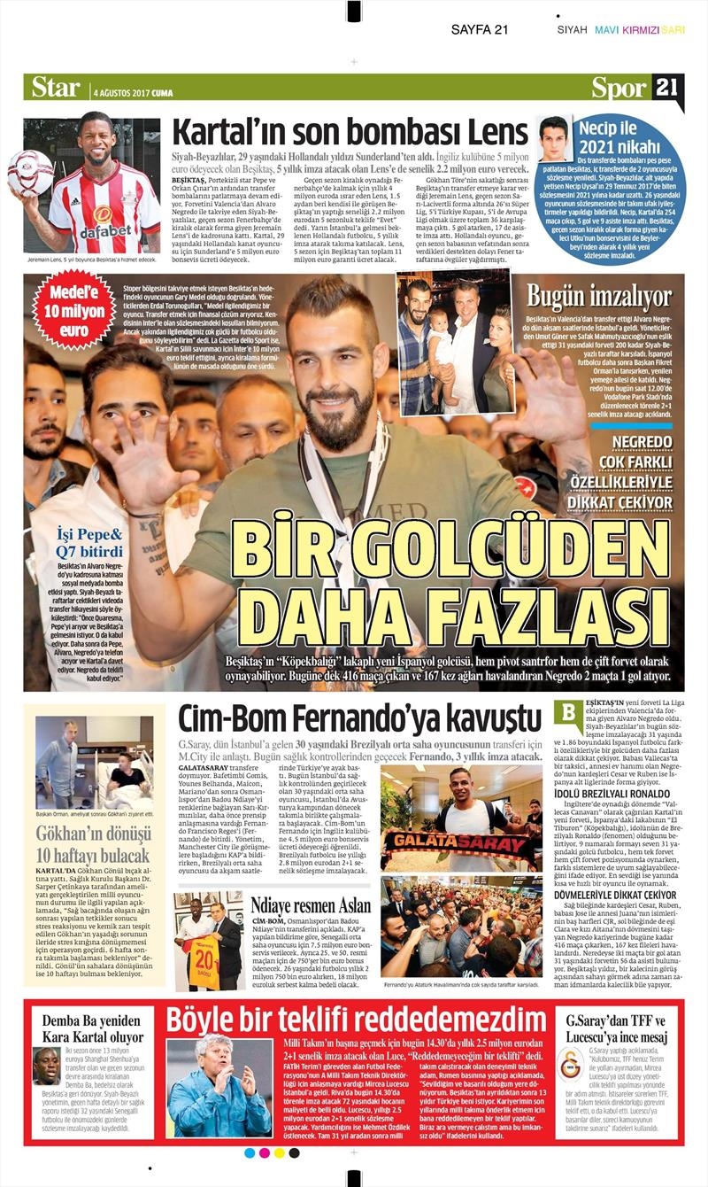 4 Ağustos 2017 | İşte gazetelerin Beşiktaş manşetleri - Görsel 9