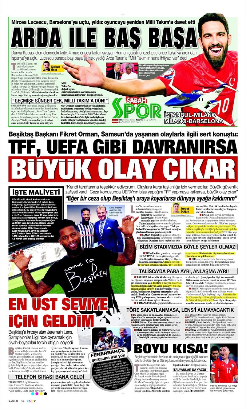 8 Ağustos 2017 | İşte gazetelerin Beşiktaş manşetleri - Görsel 10