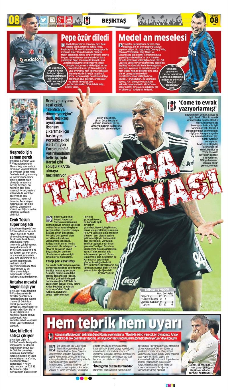 8 Ağustos 2017 | İşte gazetelerin Beşiktaş manşetleri - Görsel 2