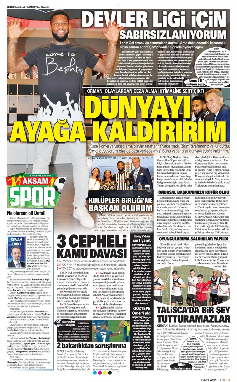 8 Ağustos 2017 | İşte gazetelerin Beşiktaş manşetleri - Görsel 3