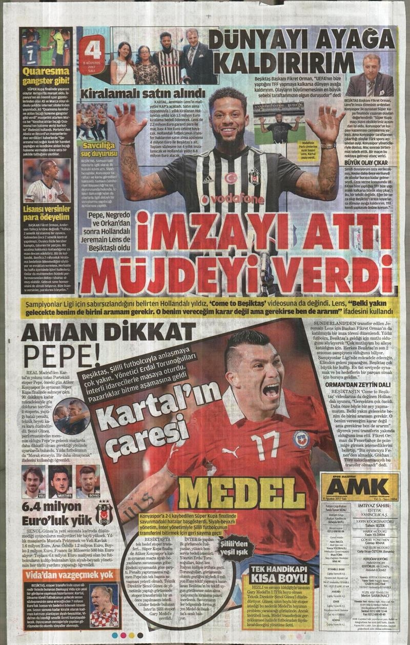 8 Ağustos 2017 | İşte gazetelerin Beşiktaş manşetleri - Görsel 4
