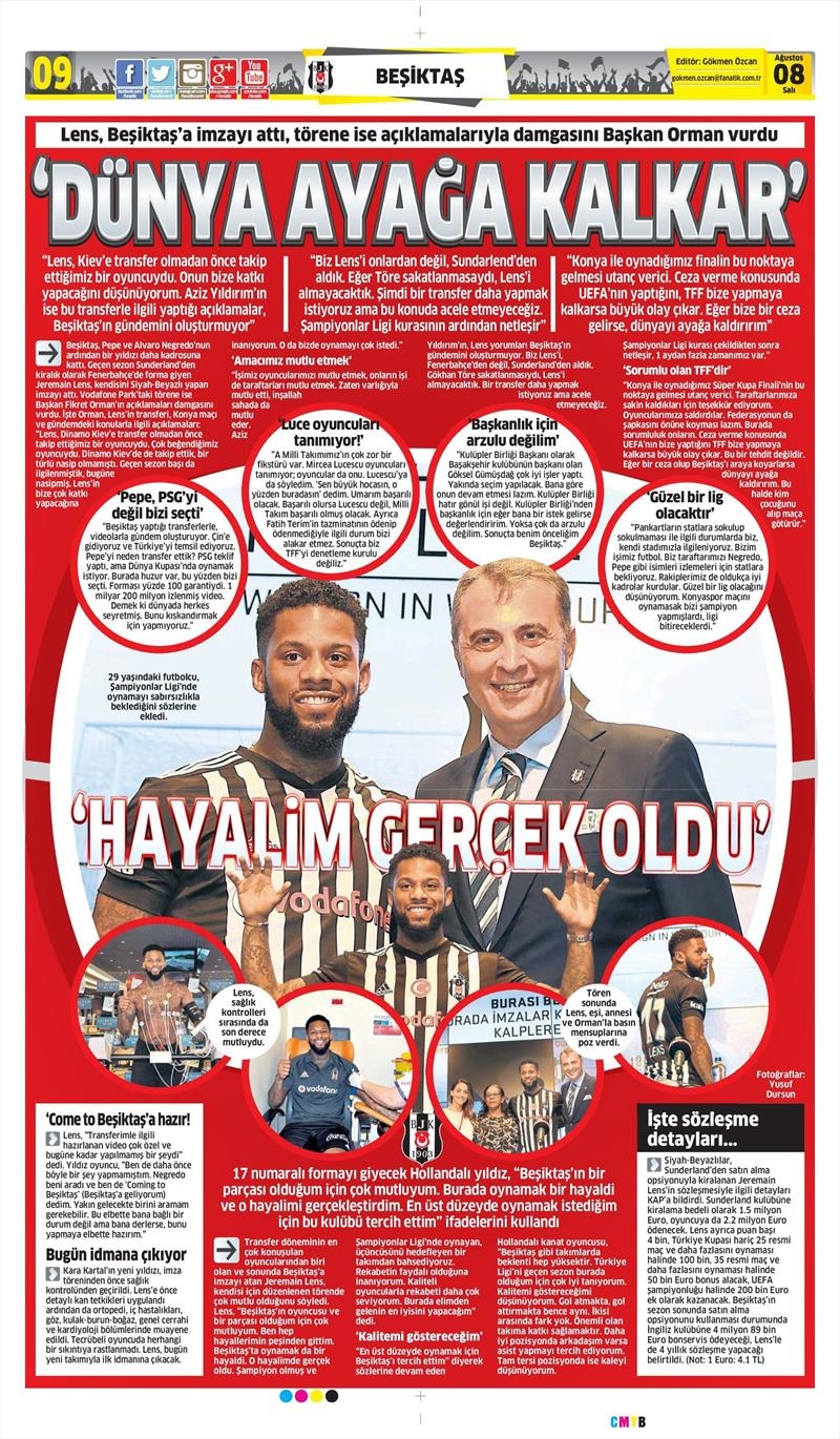 8 Ağustos 2017 | İşte gazetelerin Beşiktaş manşetleri - Görsel 5
