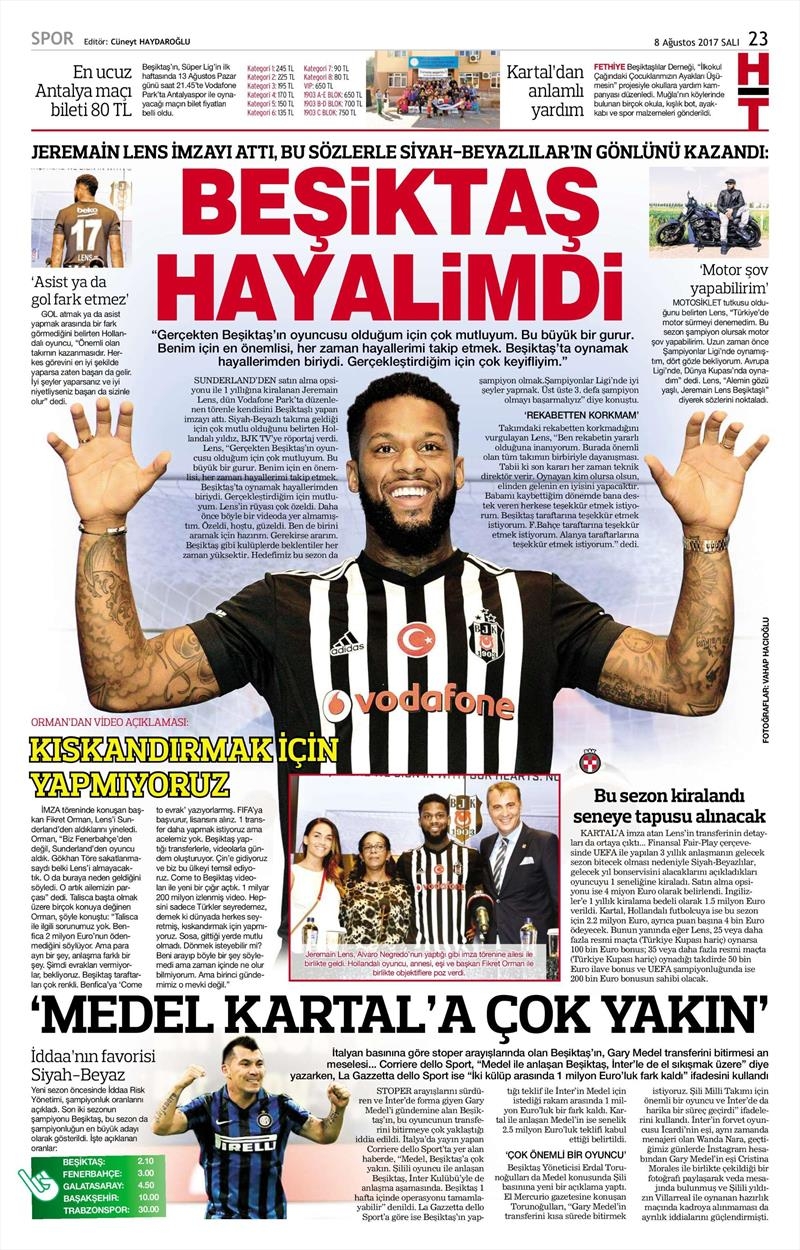 8 Ağustos 2017 | İşte gazetelerin Beşiktaş manşetleri - Görsel 8