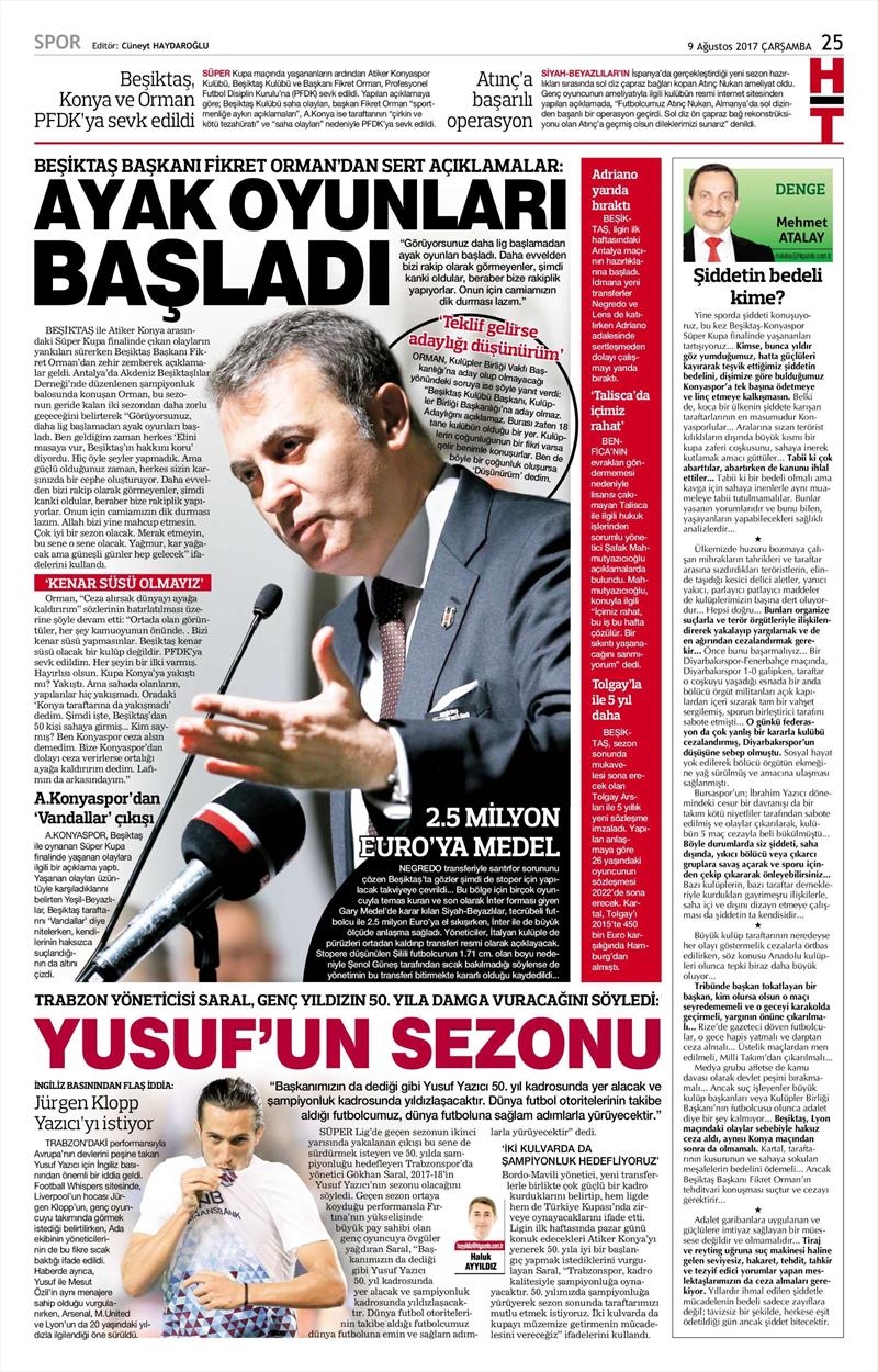 9 Ağustos 2017 | İşte gazetelerin Beşiktaş manşetleri - Görsel 3