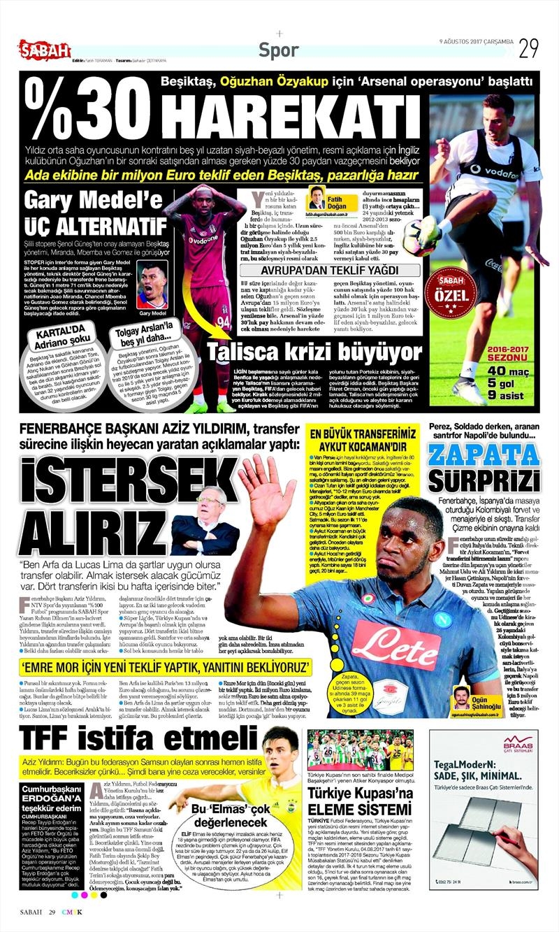 9 Ağustos 2017 | İşte gazetelerin Beşiktaş manşetleri - Görsel 5