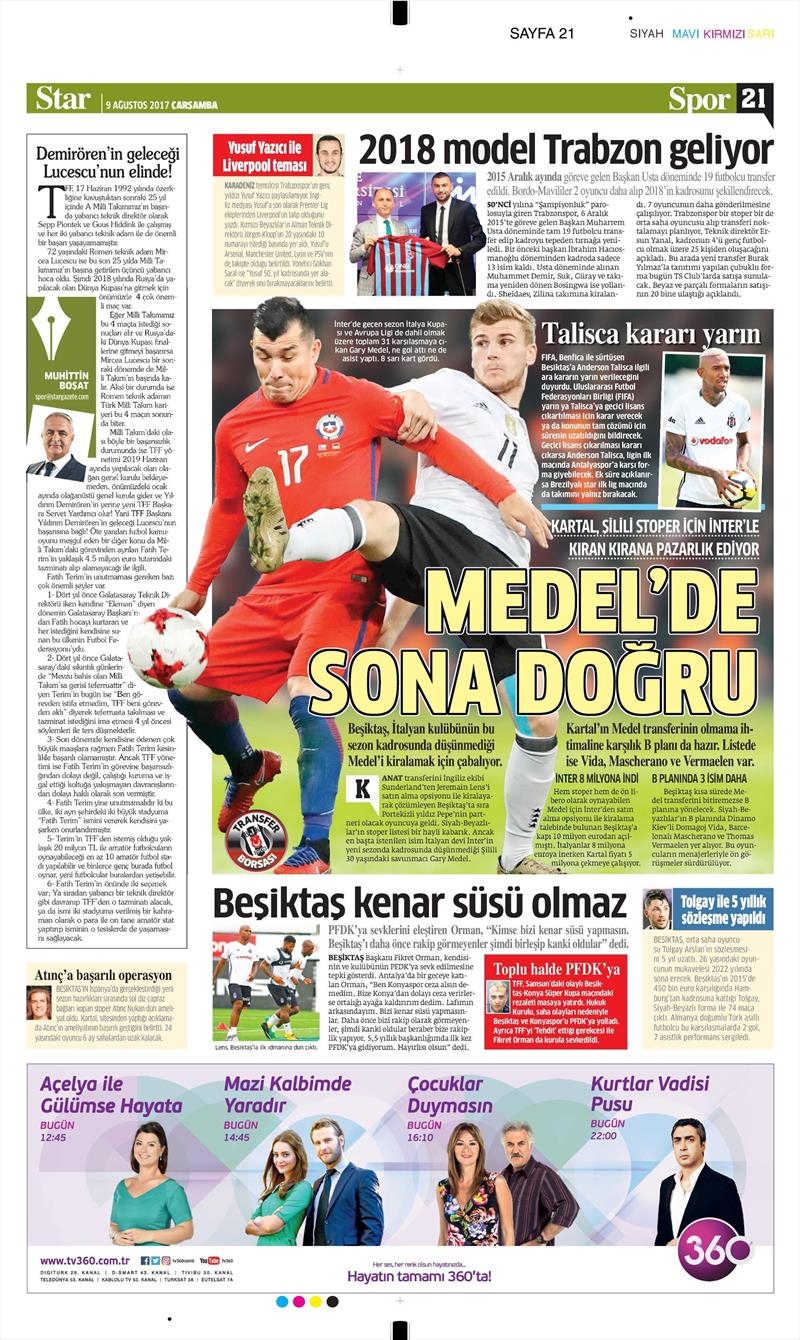 9 Ağustos 2017 | İşte gazetelerin Beşiktaş manşetleri - Görsel 6