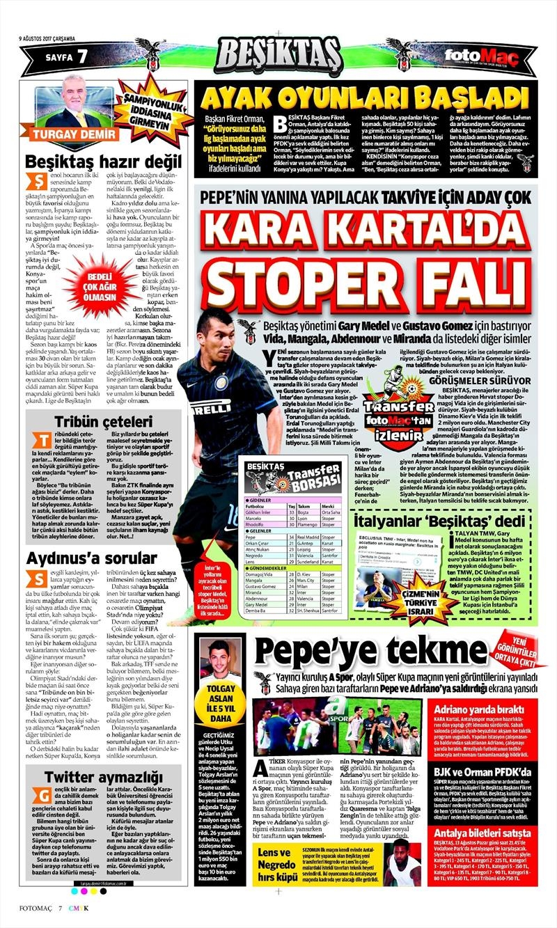 9 Ağustos 2017 | İşte gazetelerin Beşiktaş manşetleri - Görsel 8