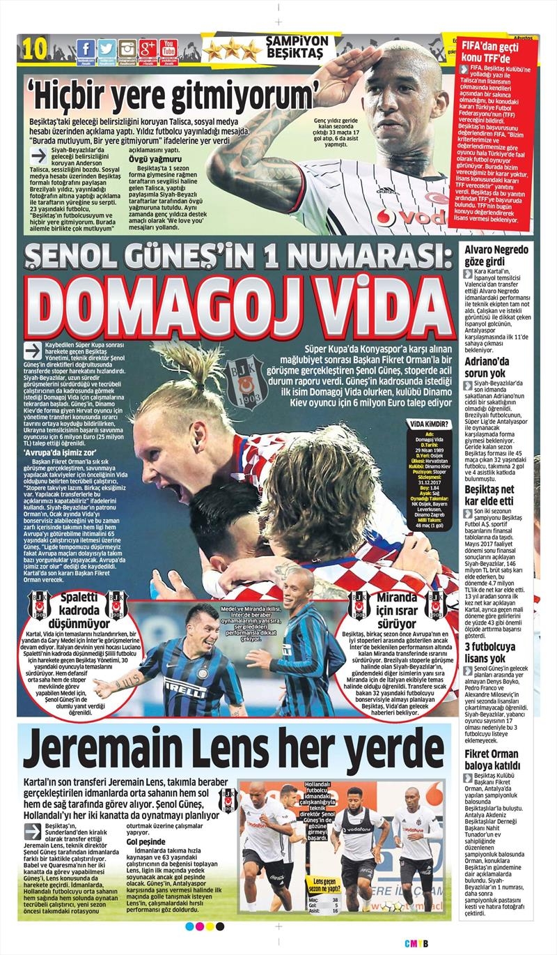10 Ağustos 2017 | İşte gazetelerin Beşiktaş manşetleri - Görsel 2