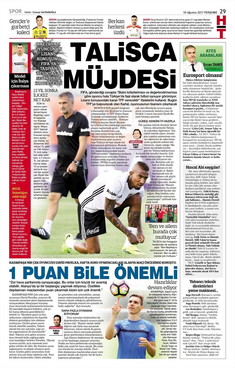 10 Ağustos 2017 | İşte gazetelerin Beşiktaş manşetleri - Görsel 6