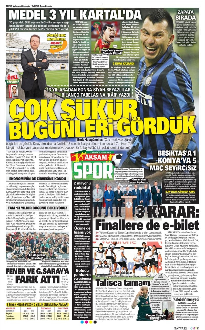 11 Ağustos 2017 | İşte gazetelerin Beşiktaş manşetleri - Görsel 1