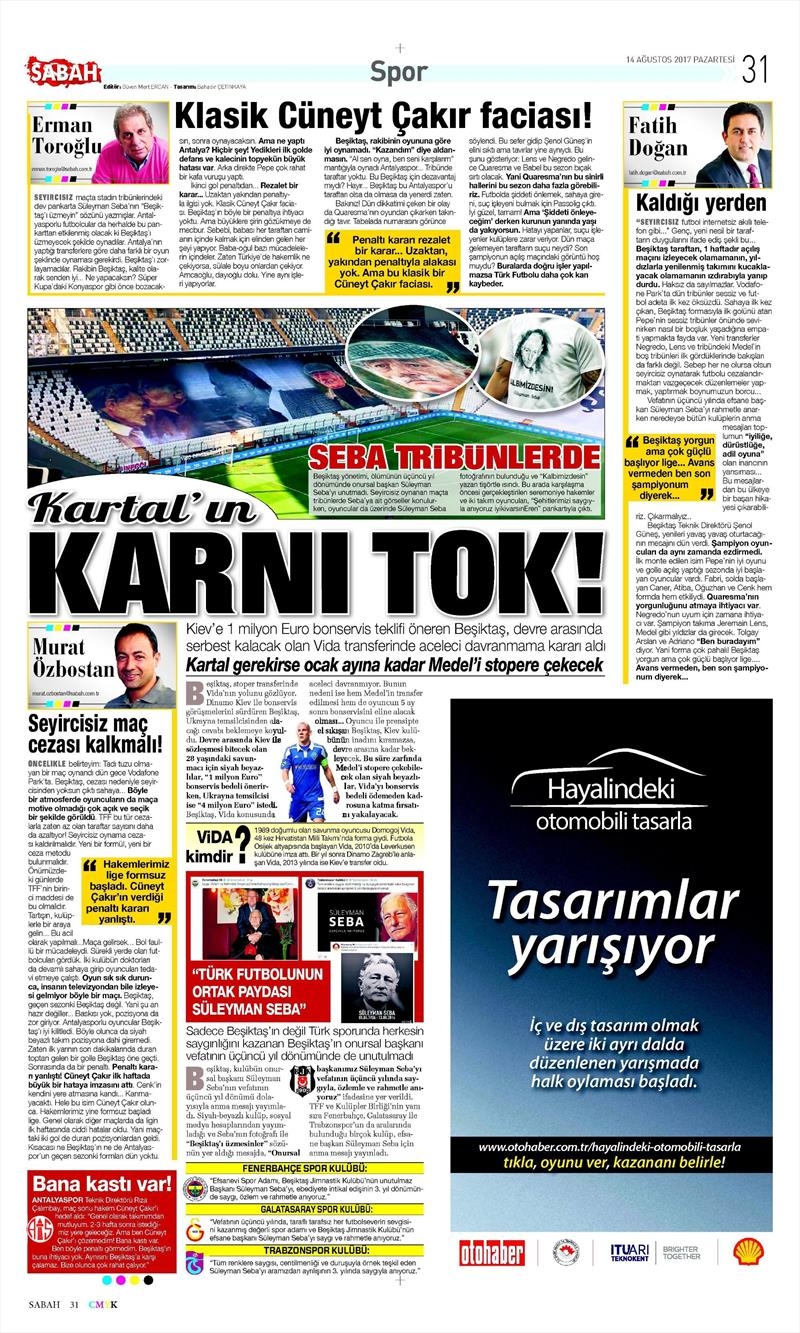 14 Ağustos 2017 | Gazetelerin Beşiktaş Manşetleri - Görsel 23