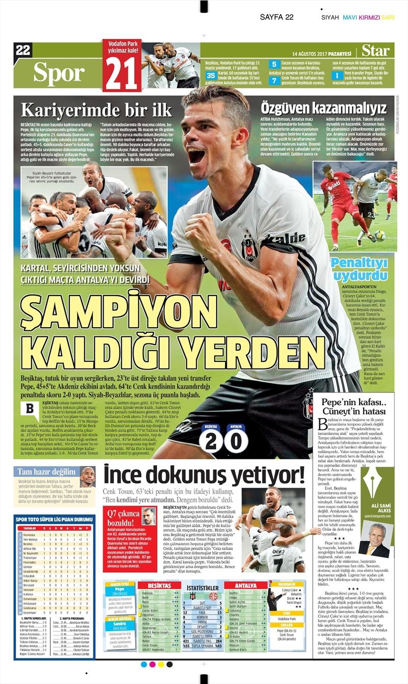 14 Ağustos 2017 | Gazetelerin Beşiktaş Manşetleri - Görsel 24