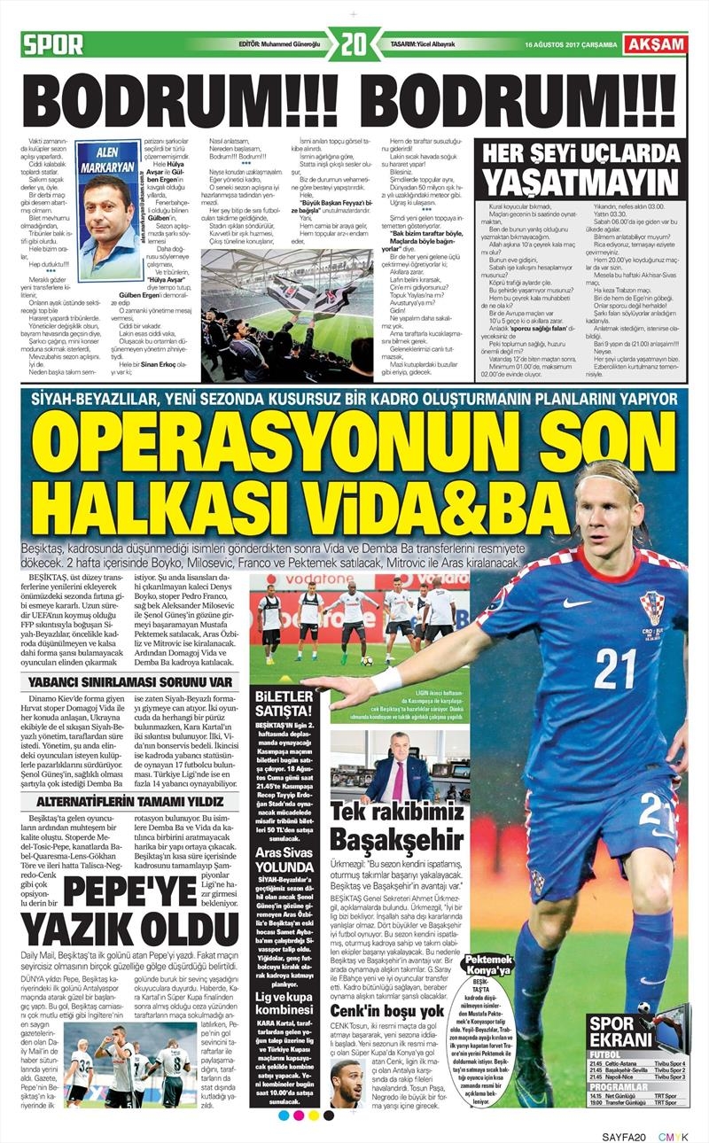 16 Ağustos 2017 | İşte gazetelerin Beşiktaş manşetleri - Görsel 1