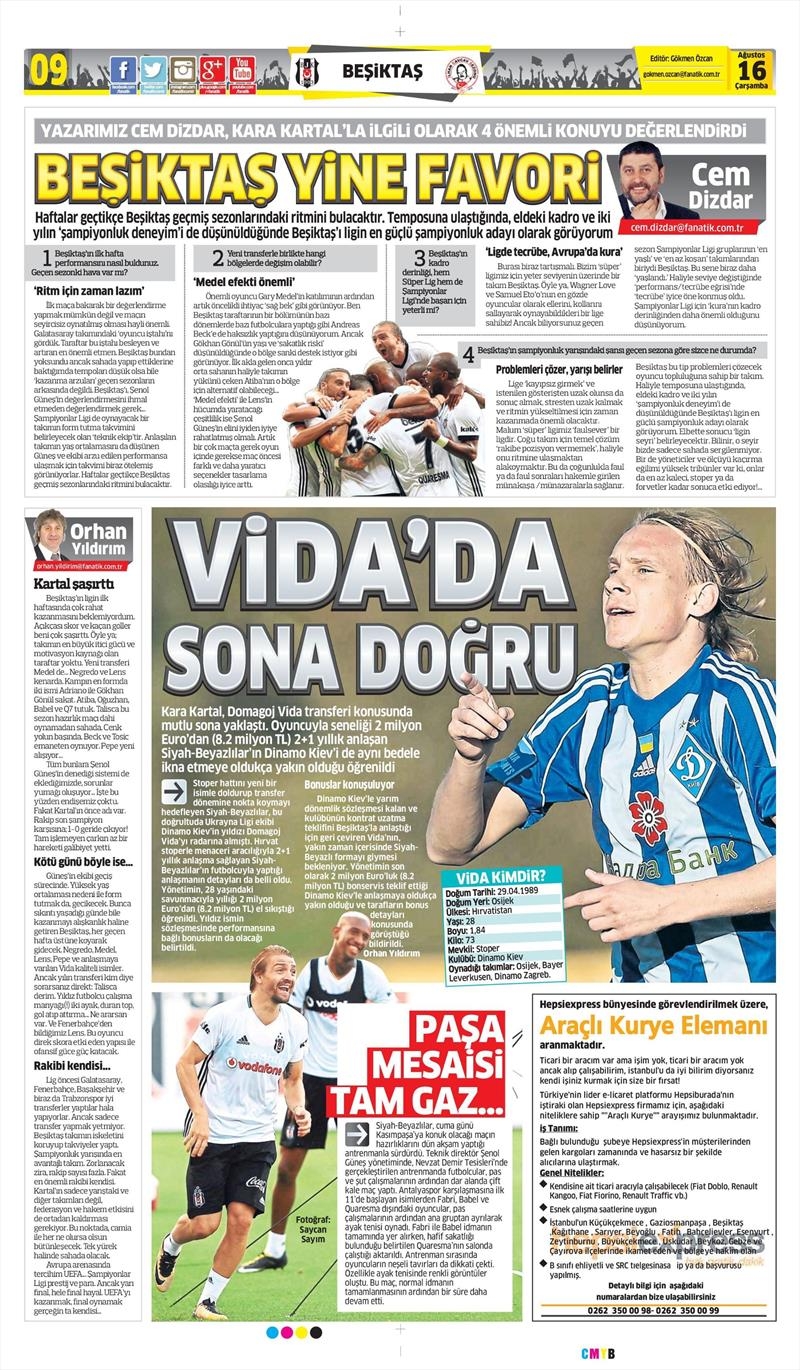 16 Ağustos 2017 | İşte gazetelerin Beşiktaş manşetleri - Görsel 3