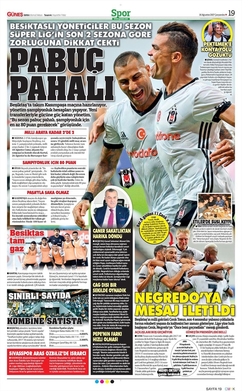 16 Ağustos 2017 | İşte gazetelerin Beşiktaş manşetleri - Görsel 5