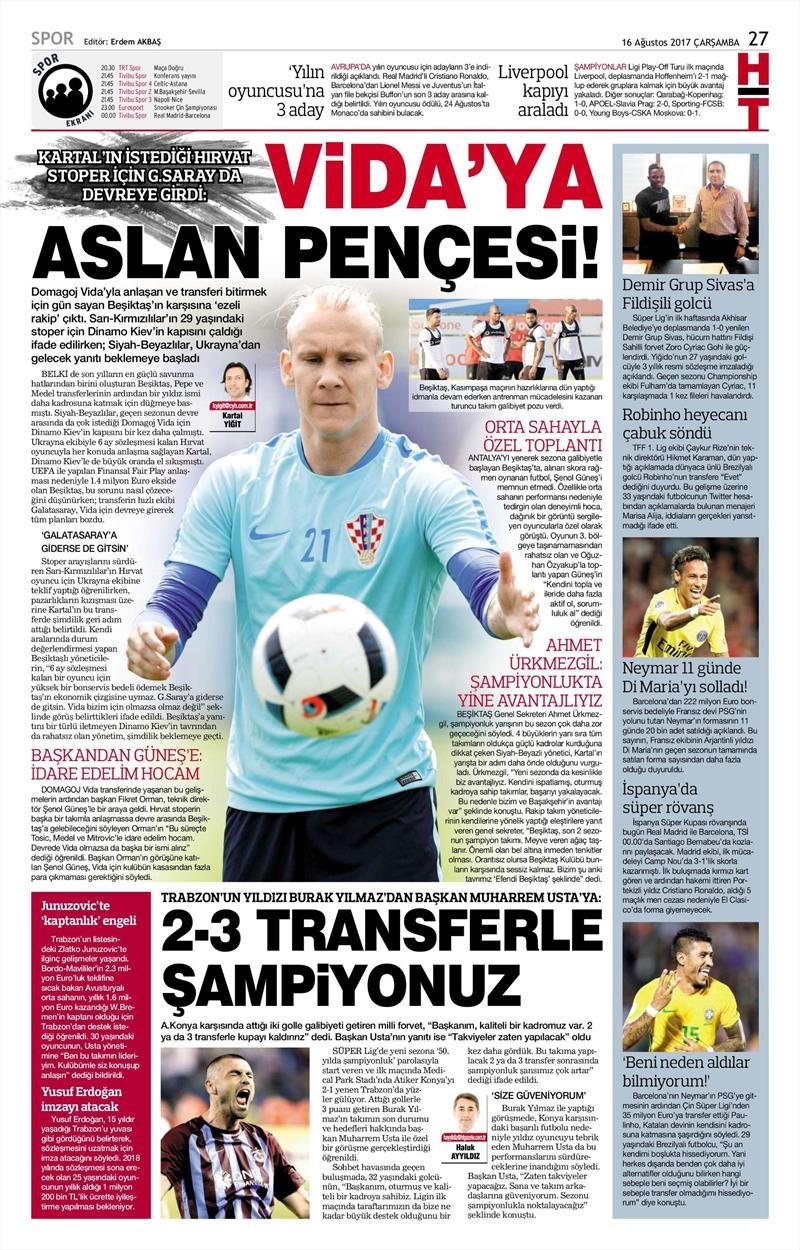 16 Ağustos 2017 | İşte gazetelerin Beşiktaş manşetleri - Görsel 6