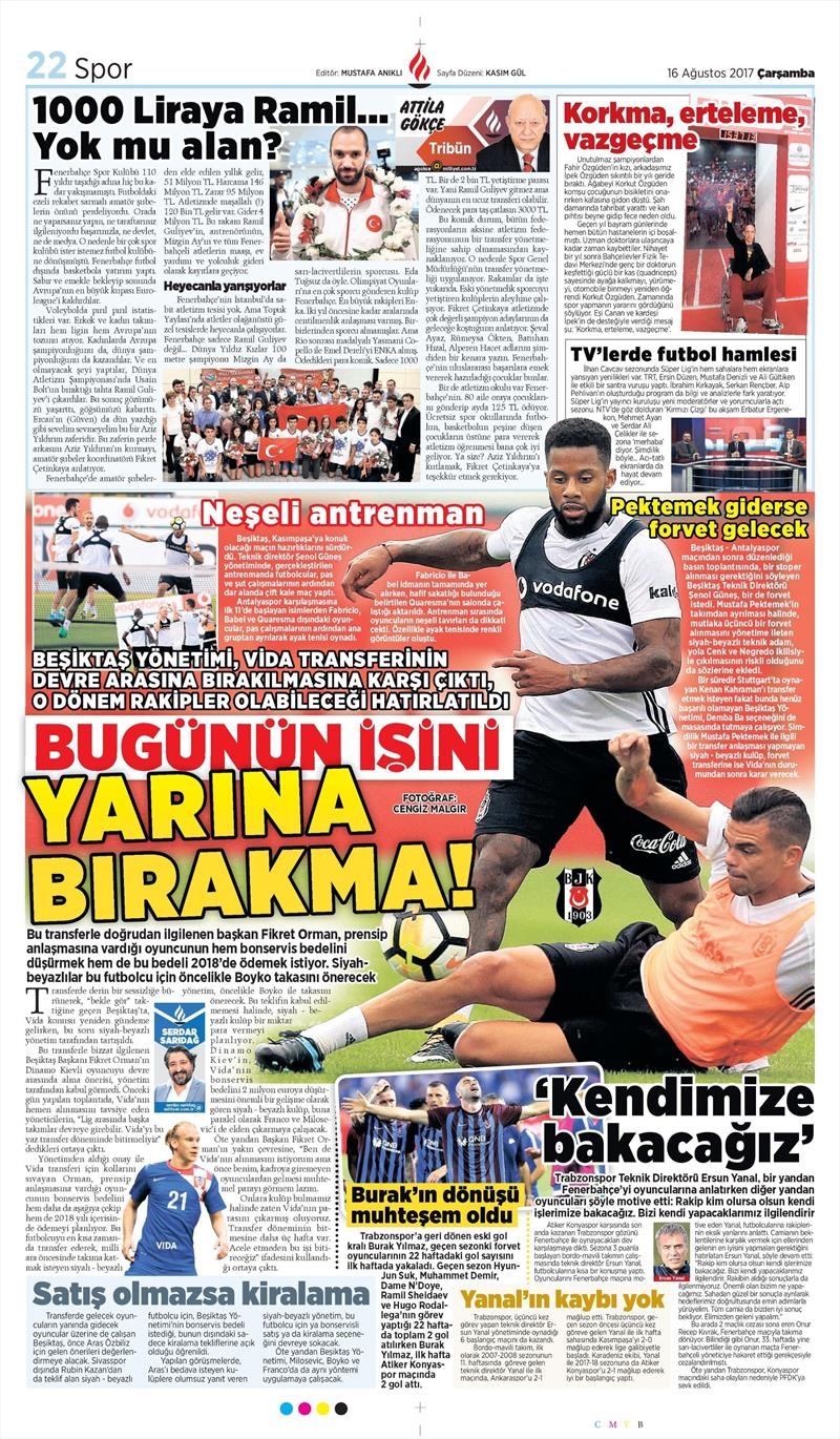 16 Ağustos 2017 | İşte gazetelerin Beşiktaş manşetleri - Görsel 8