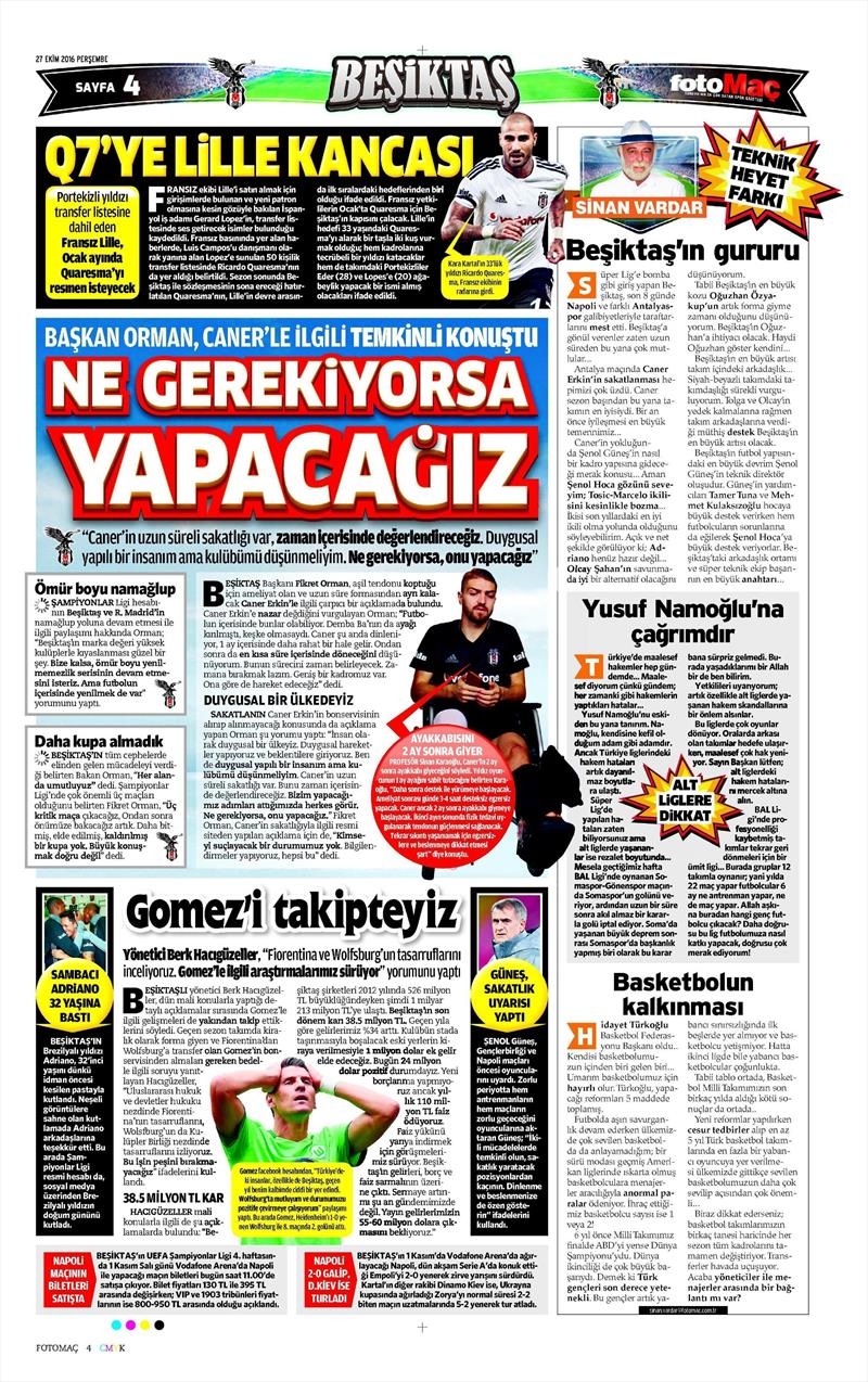 27 Ekim 2016 | Gazetelerin Beşiktaş manşetleri - Görsel 6