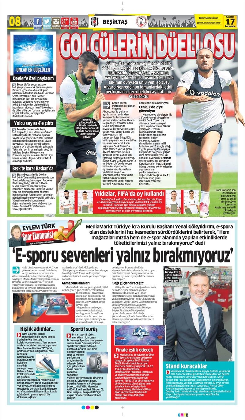17 Ağustos 2017 | Gazetelerin Beşiktaş Manşetleri - Görsel 5