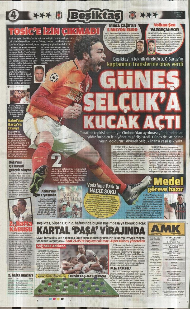 18 Ağustos 2017 | Gazetelerin Beşiktaş Manşetleri - Görsel 10